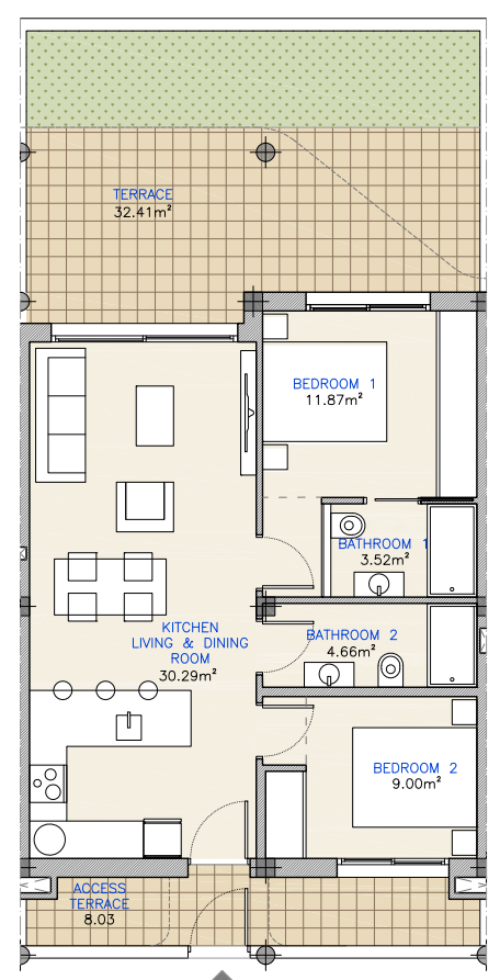 Floor plan for Apartment ref 4343 for sale in LOS ALCAZARES Spain - Murcia Dreams