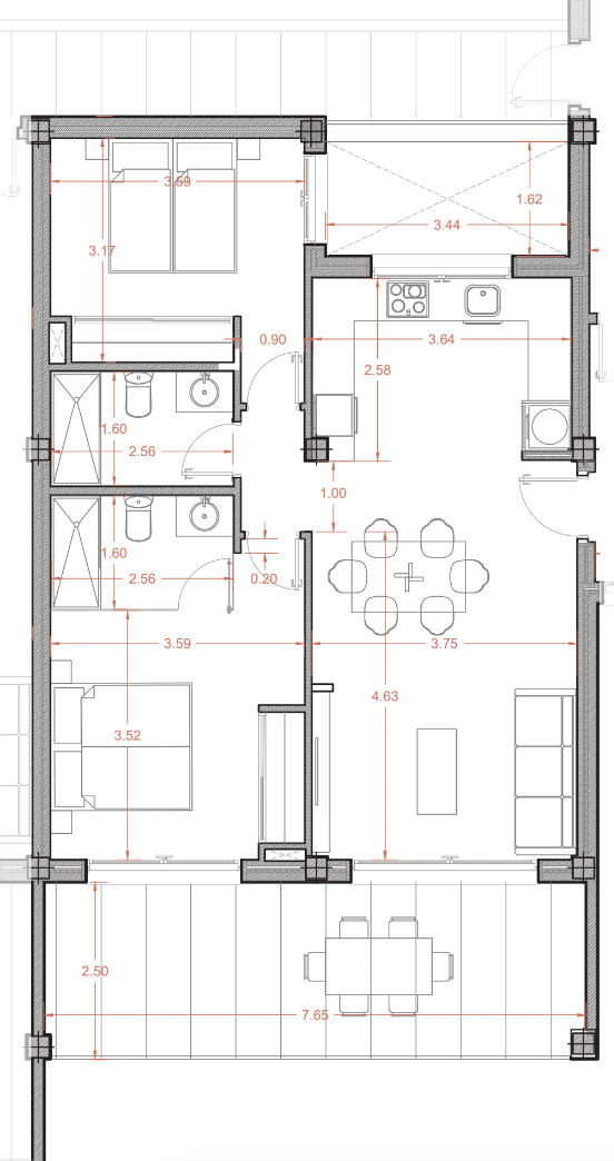 Plattegrond voor Apartment ref 4345 voor sale in LOS ALCAZARES Spanje - Murcia Dreams