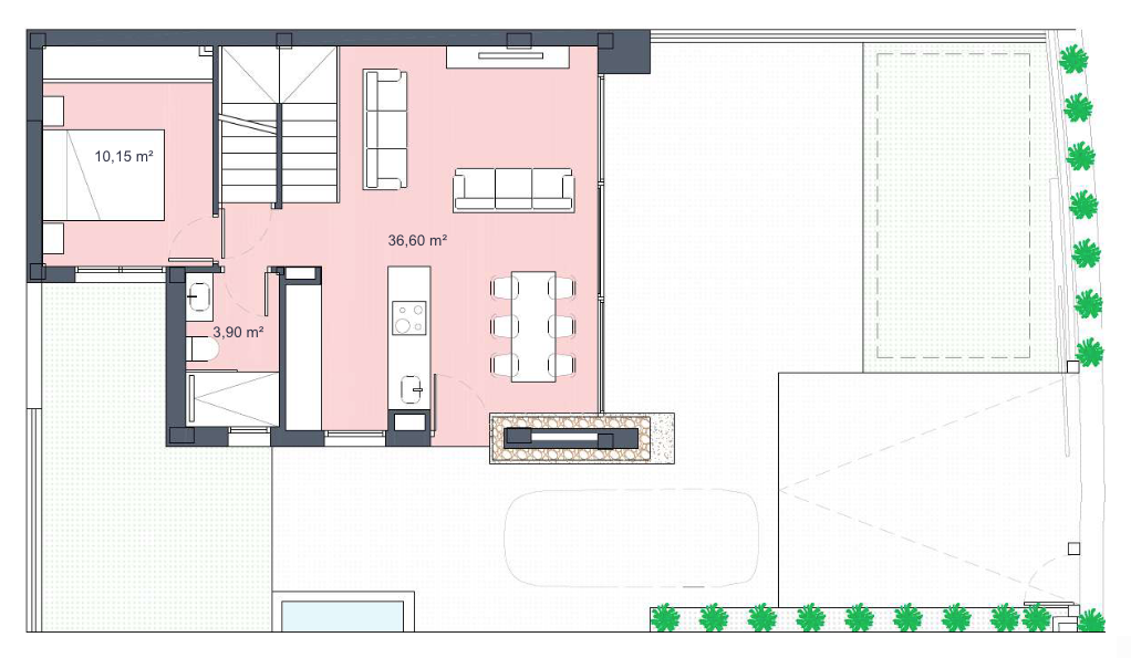 Plan piętra dla Villa ref 4347 dla sale w SANTA ROSALIA LAKE AND LIFE RESORT Hiszpania - Murcia Dreams