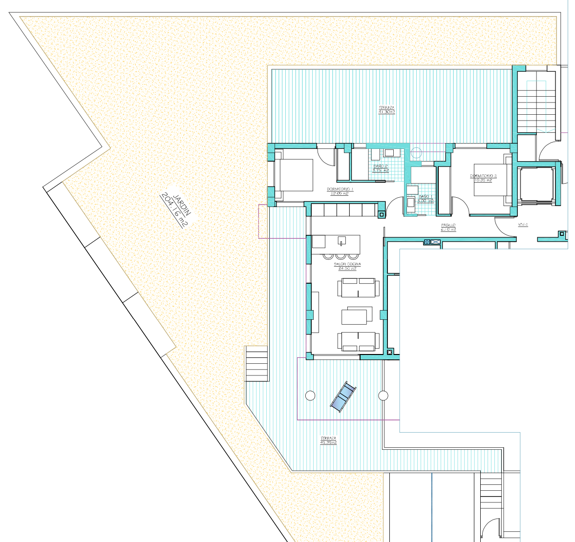 Plan piętra dla Apartment ref 3787 dla sale w Santa Rosalia Lake And Life Resort Hiszpania - Murcia Dreams
