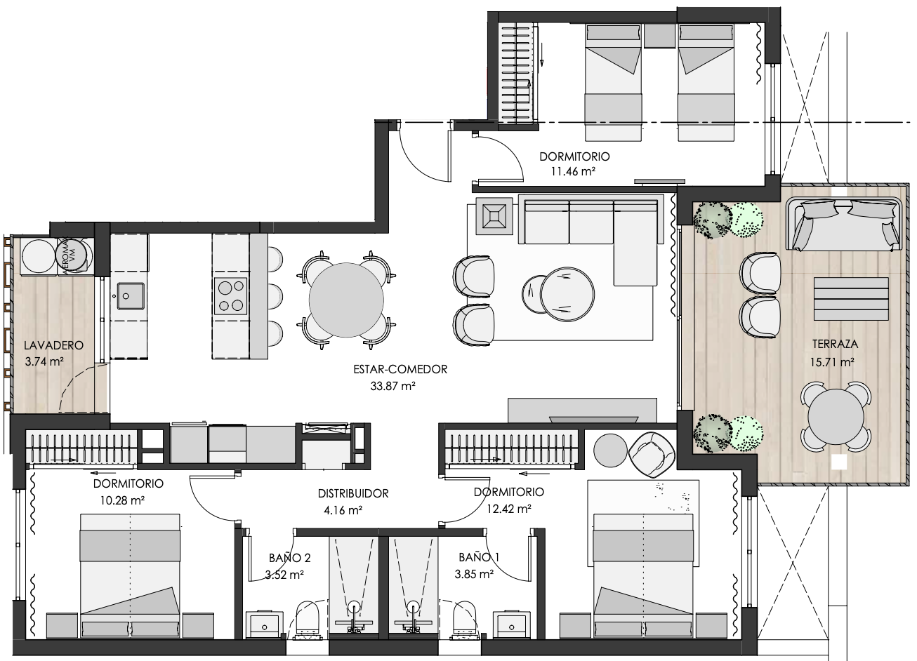 Plan piętra dla Apartment ref 4098 dla sale w Santa Rosalia Lake And Life Resort Hiszpania - Murcia Dreams