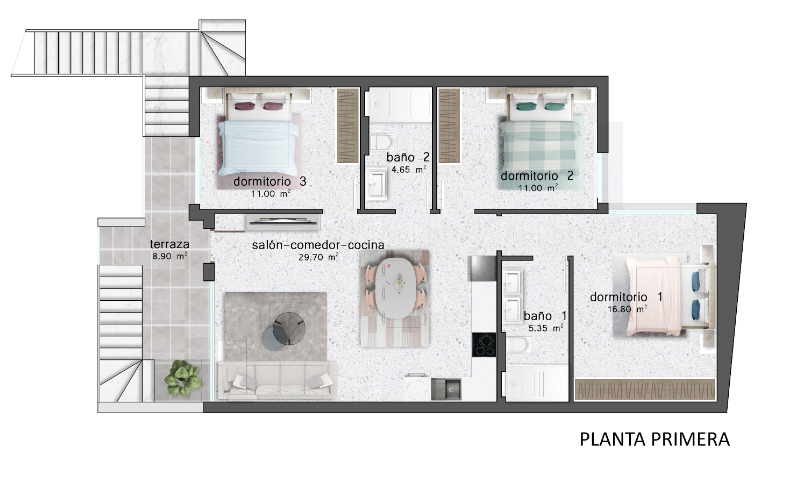 Plan piętra dla Apartment ref 4134 dla sale w PILAR DE LA HORADADA Hiszpania - Murcia Dreams
