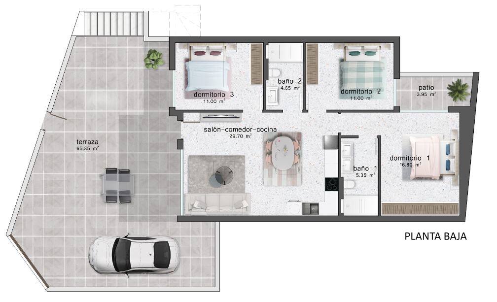 Floor plan for Apartment ref 4135 for sale in PILAR DE LA HORADADA Spain - Murcia Dreams
