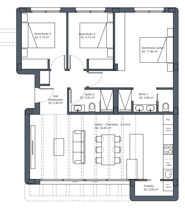 Plan piętra dla Villa ref 4140 dla sale w LOS ALCAZARES Hiszpania - Murcia Dreams