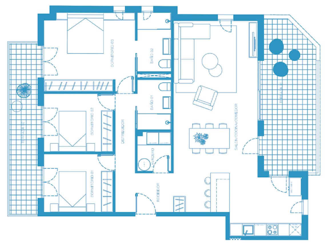 Floor plan for Apartment ref 4357 for sale in SAN PEDRO DEL PINATAR Spain - Murcia Dreams