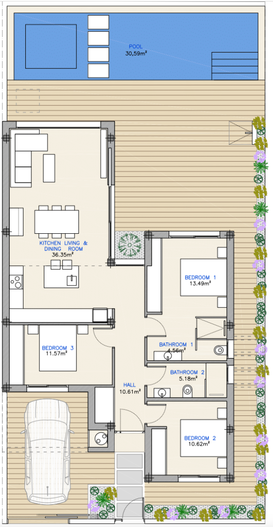 Floor plan for Villa ref 4341 for sale in LOS ALCAZARES Spain - Murcia Dreams