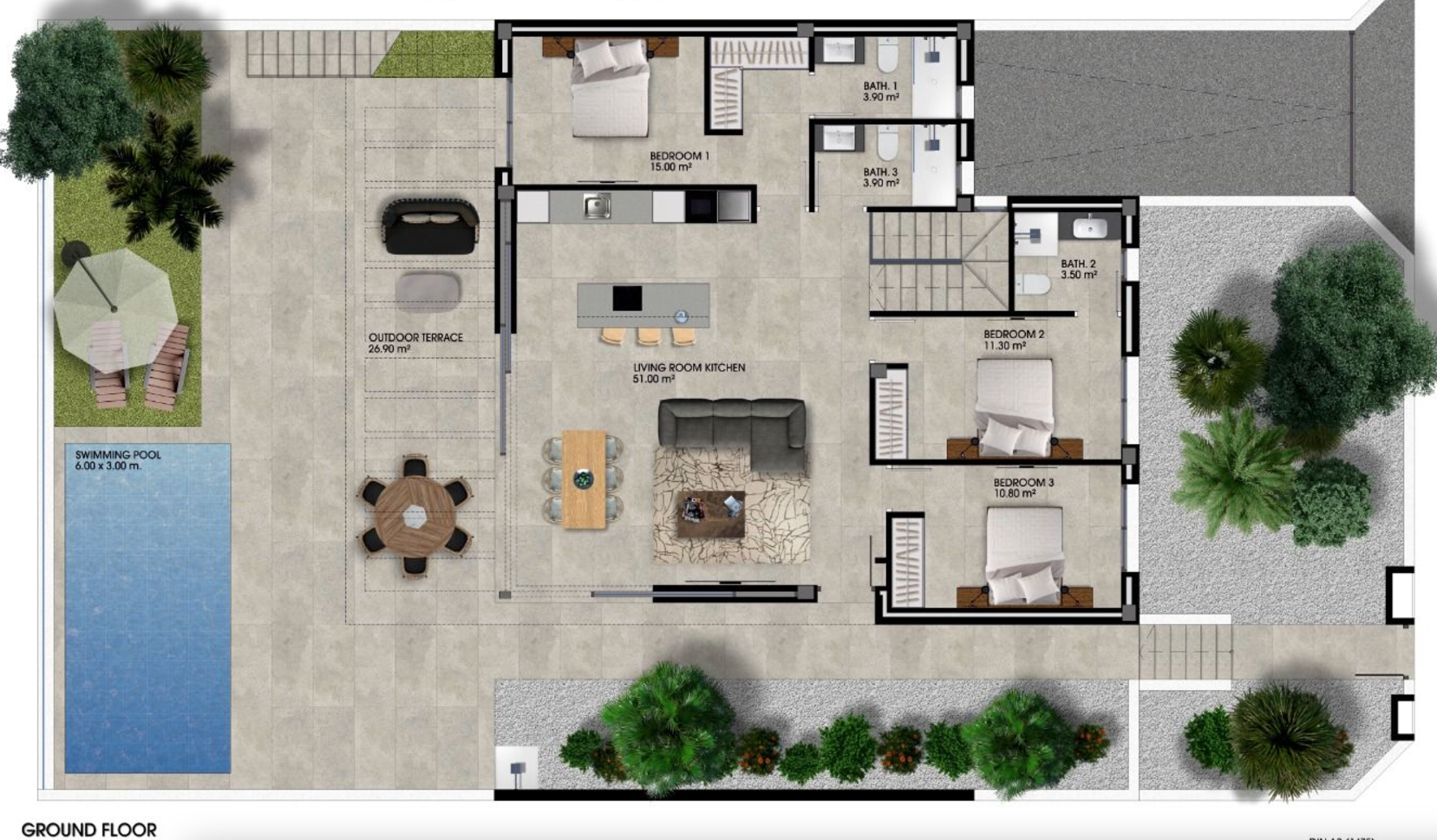 Plattegrond voor Villa ref 4367 voor sale in LOS ALCAZARES Spanje - Murcia Dreams