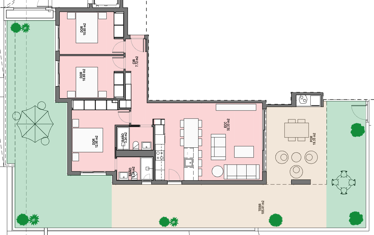 Plan piętra dla Apartment ref 4144 dla sale w Santa Rosalia Lake And Life Resort Hiszpania - Murcia Dreams