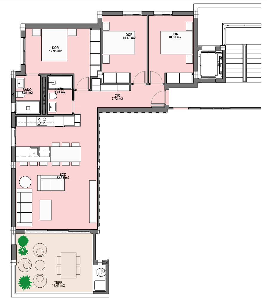 Plan piętra dla Apartment ref 4145 dla sale w Santa Rosalia Lake And Life Resort Hiszpania - Murcia Dreams