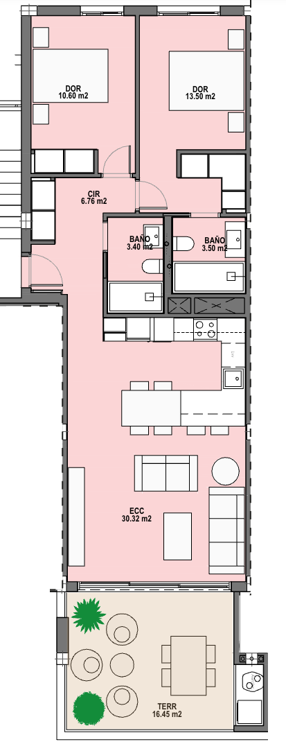Plan piętra dla Apartment ref 4146 dla sale w Santa Rosalia Lake And Life Resort Hiszpania - Murcia Dreams