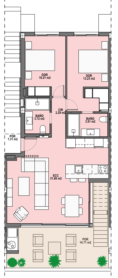 Plan piętra dla Apartment ref 4148 dla sale w Santa Rosalia Lake And Life Resort Hiszpania - Murcia Dreams
